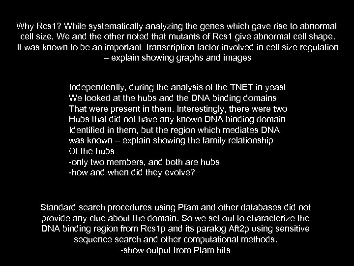 Why Rcs 1? While systematically analyzing the genes which gave rise to abnormal cell