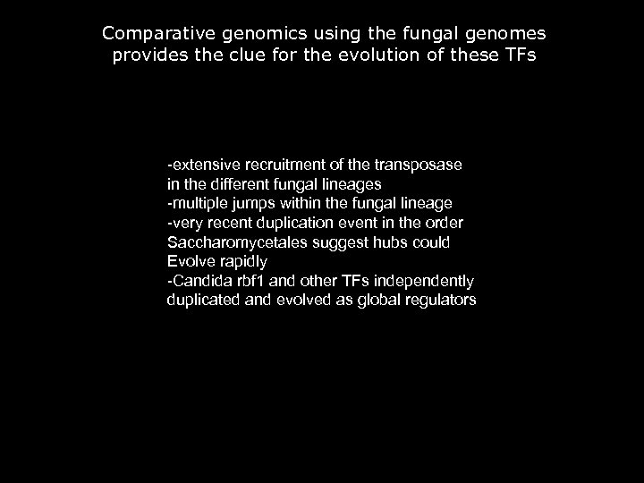 Comparative genomics using the fungal genomes provides the clue for the evolution of these