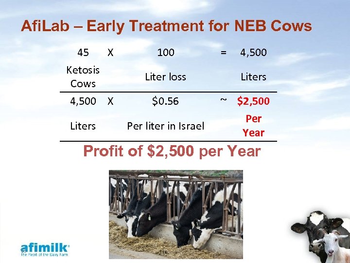 Afi. Lab – Early Treatment for NEB Cows 45 X Ketosis Cows 4, 500