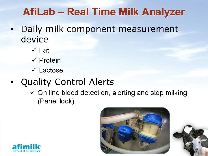 Afi. Lab – Real Time Milk Analyzer • Daily milk component measurement device ü