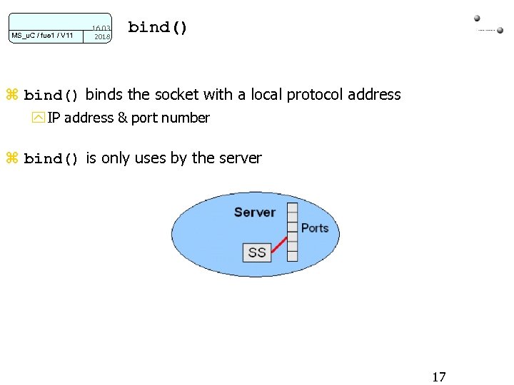 MS_u. C / fue 1 / V 11 16. 03. 2018 bind() z bind()