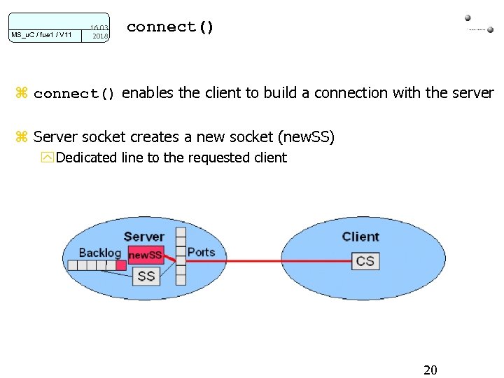 MS_u. C / fue 1 / V 11 16. 03. 2018 connect() z connect()