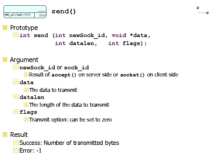 MS_u. C / fue 1 / V 11 16. 03. 2018 send() z Prototype