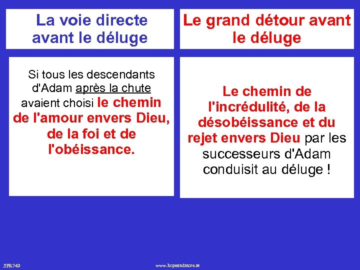  La voie directe avant le déluge Le grand détour avant le déluge Si