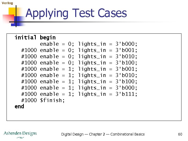 Verilog Applying Test Cases initial begin enable = #1000 enable = #1000 enable =