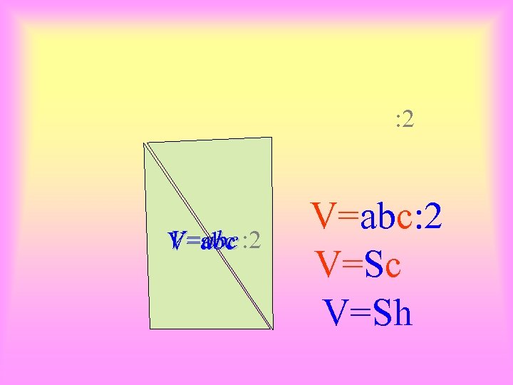 : 2 V=abc: 2 V=Sc V=Sh 