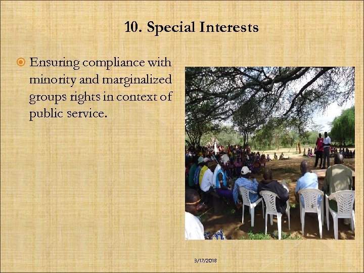 10. Special Interests Ensuring compliance with minority and marginalized groups rights in context of