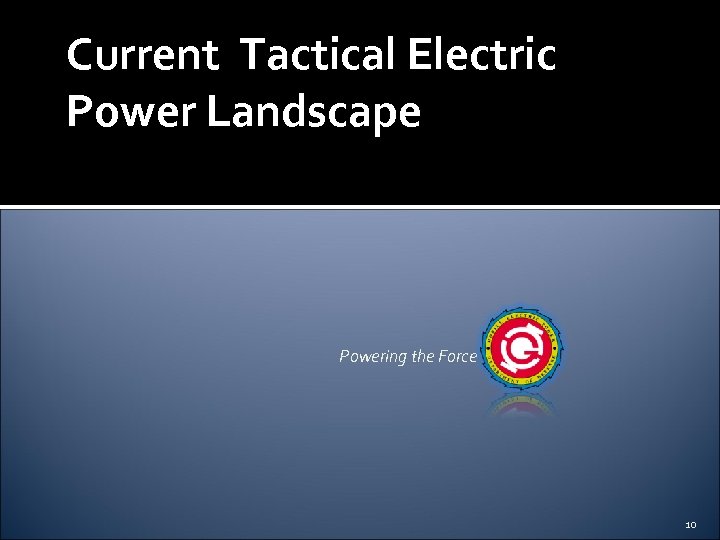 Current Tactical Electric Power Landscape Powering the Force 10 