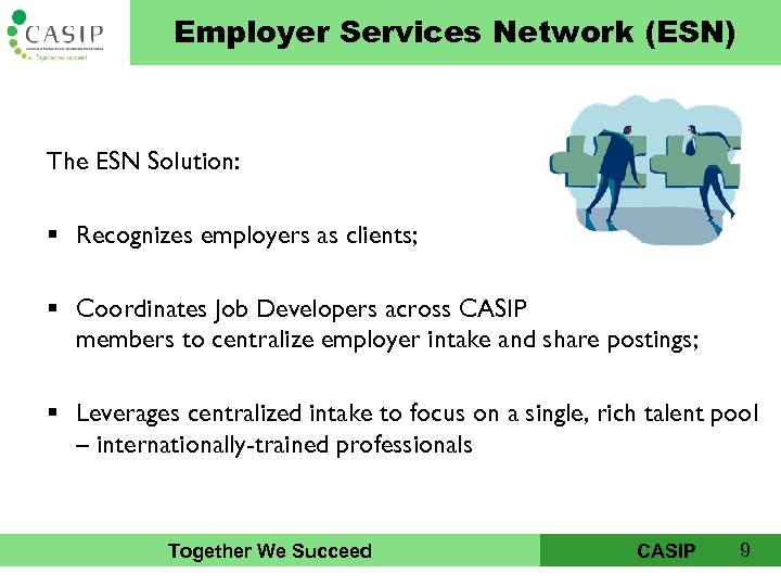 CAIP Employer Services Network (ESN) The ESN Solution: § Recognizes employers as clients; §