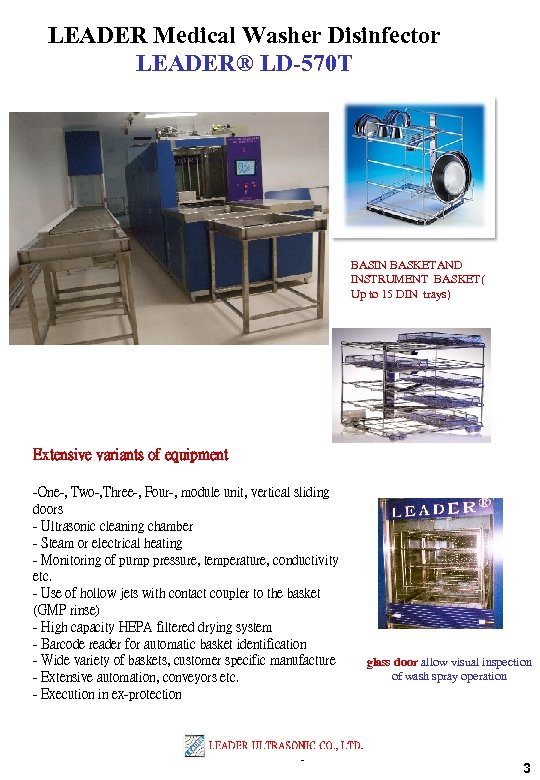 LEADER Medical Washer Disinfector LEADER® LD-570 T BASIN BASKETAND INSTRUMENT BASKET( Up to 15