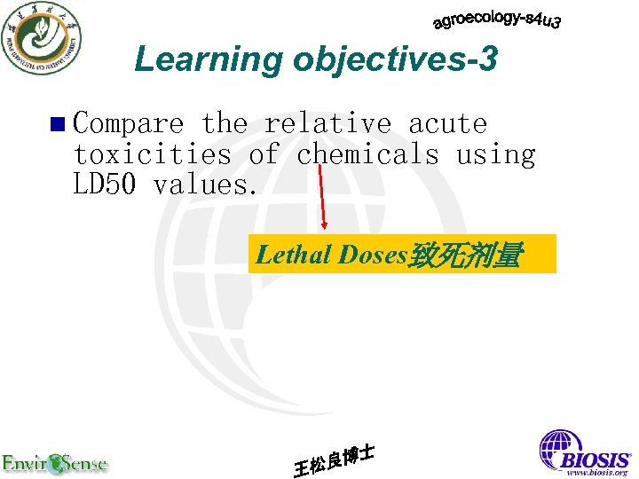 Learning objectives-3 n Compare the relative acute toxicities of chemicals using LD 50 values.