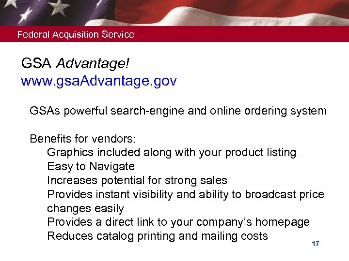 Federal Acquisition Service GSA Advantage! www. gsa. Advantage. gov GSAs powerful search-engine and online
