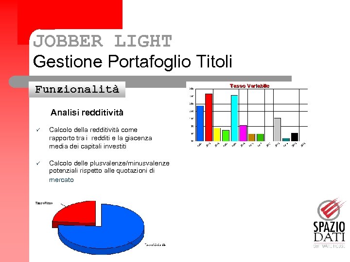 JOBBER LIGHT Gestione Portafoglio Titoli Funzionalità Analisi redditività Calcolo della redditività come rapporto tra