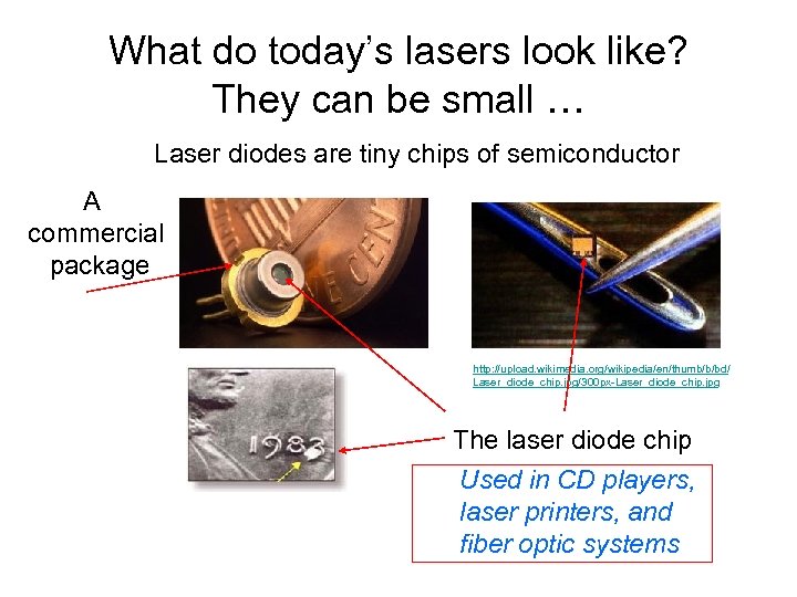 What do today’s lasers look like? They can be small … Laser diodes are