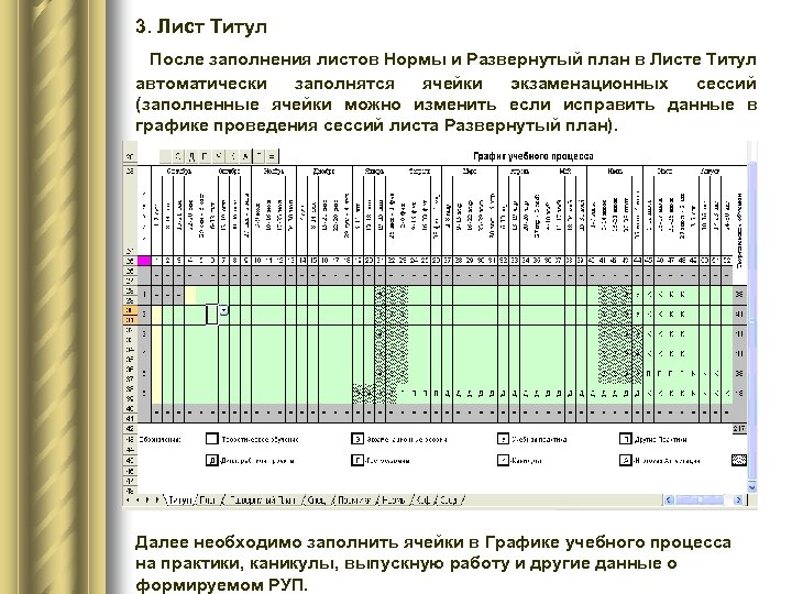 3. Лист Титул После заполнения листов Нормы и Развернутый план в Листе Титул автоматически