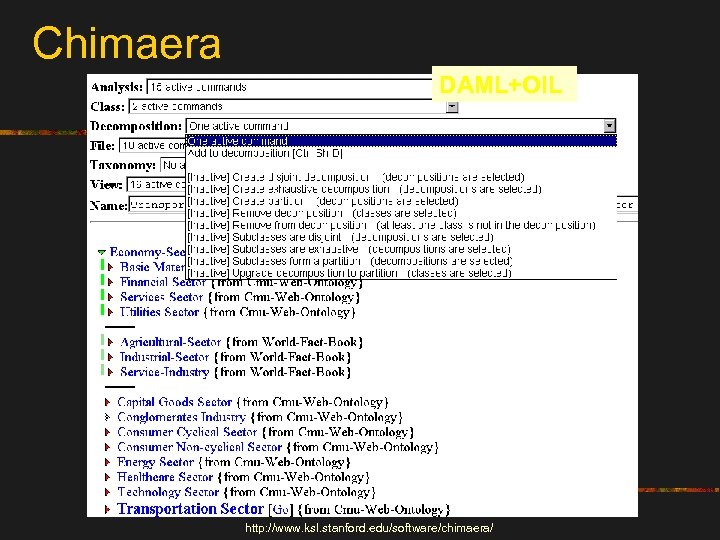 Chimaera DAML+OIL http: //www. ksl. stanford. edu/software/chimaera/ 