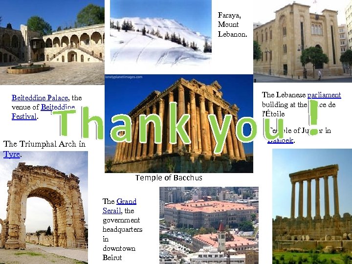 Faraya, Mount Lebanon. The Lebanese parliament building at the Place de l'Étoile Beiteddine Palace,