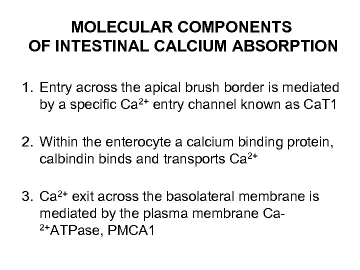 MOLECULAR COMPONENTS OF INTESTINAL CALCIUM ABSORPTION 1. Entry across the apical brush border is