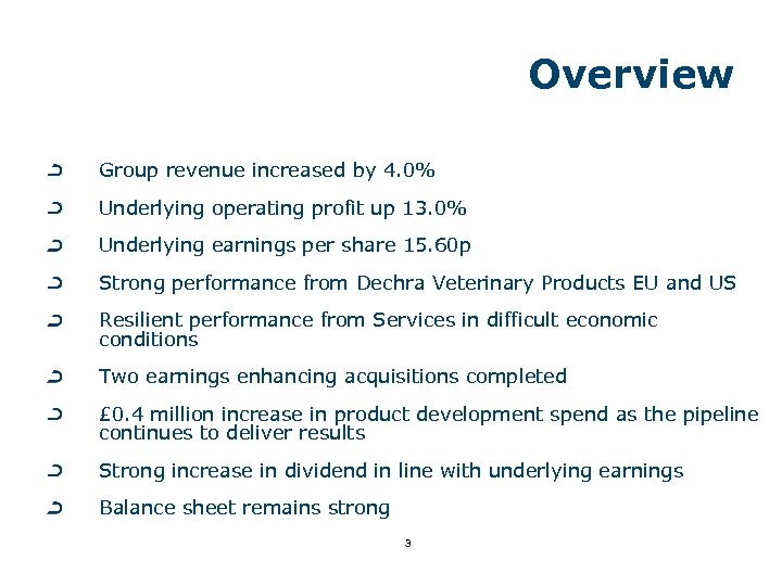 Overview Group revenue increased by 4. 0% Underlying operating profit up 13. 0% Underlying