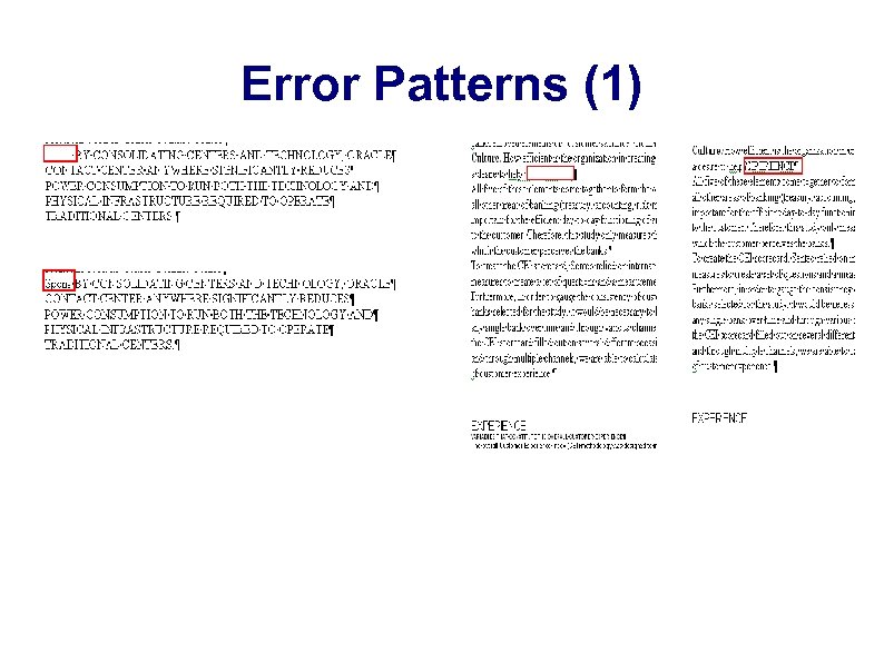 Error Patterns (1) 