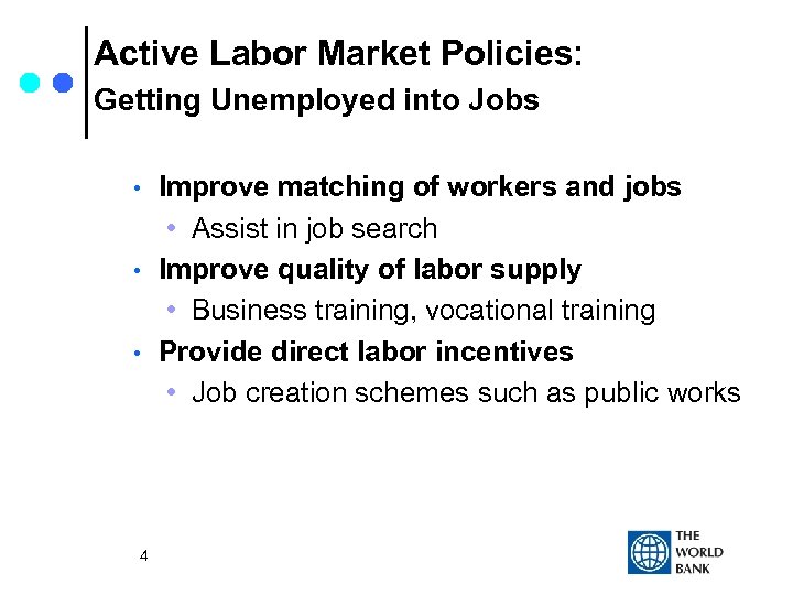 Active Labor Market Policies: Getting Unemployed into Jobs • • • 4 Improve matching