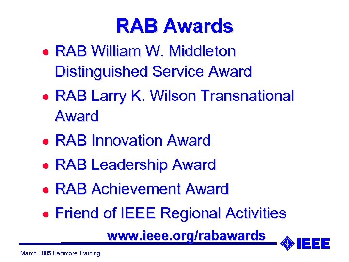 RAB Awards l RAB William W. Middleton Distinguished Service Award l RAB Larry K.