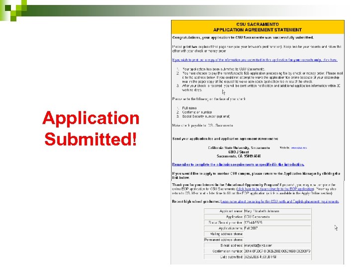 Application Submitted! 