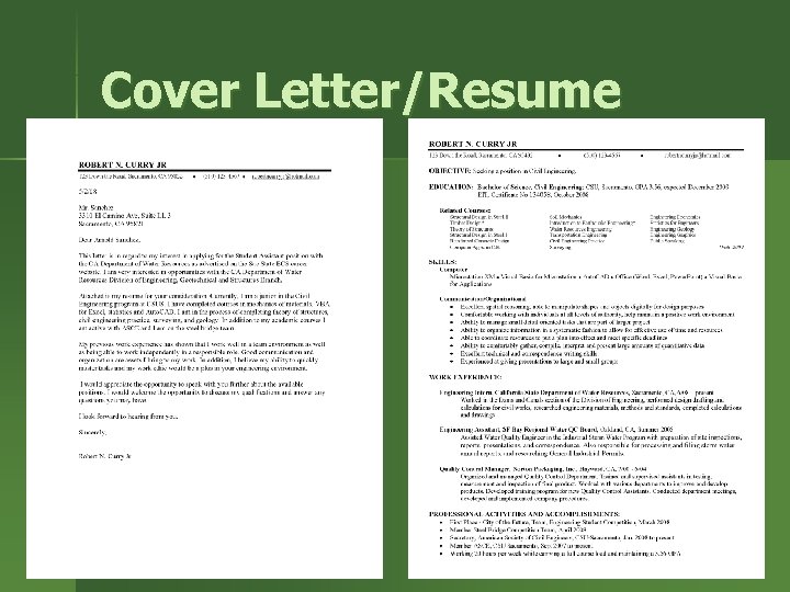 Cover Letter/Resume 