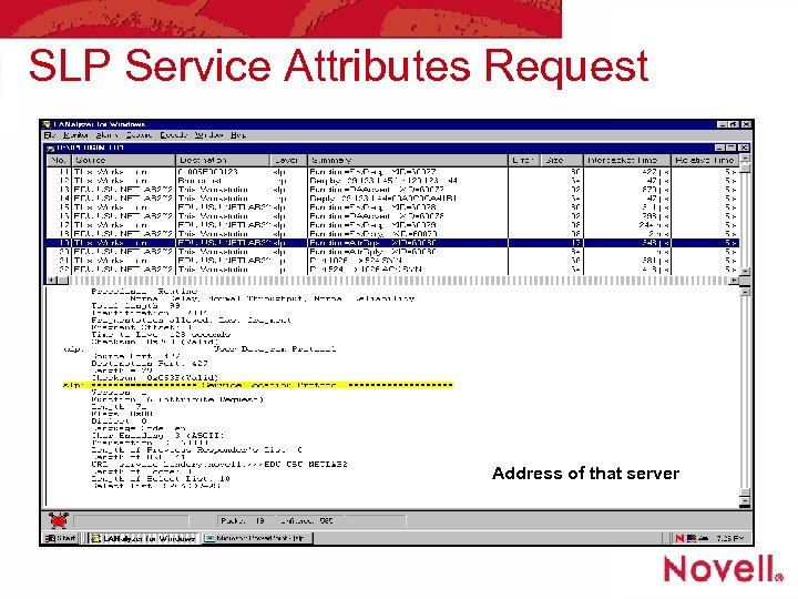 SLP Service Attributes Request Address of that server 