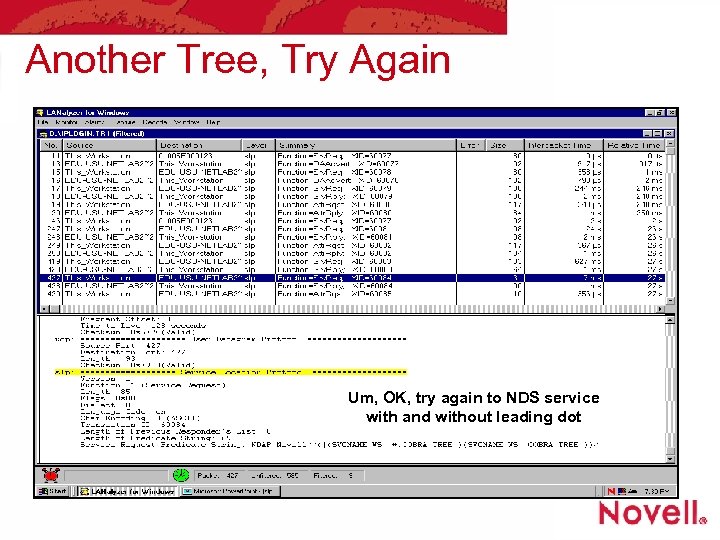 Another Tree, Try Again Um, OK, try again to NDS service with and without