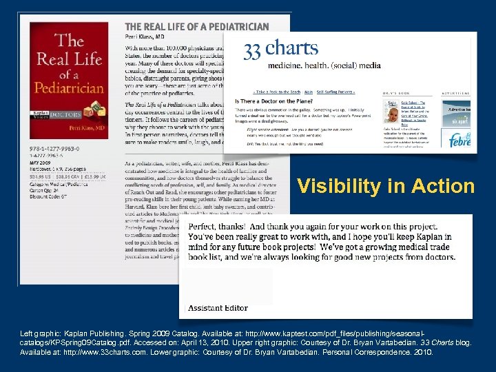 Visibility in Action Left graphic: Kaplan Publishing. Spring 2009 Catalog. Available at: http: //www.