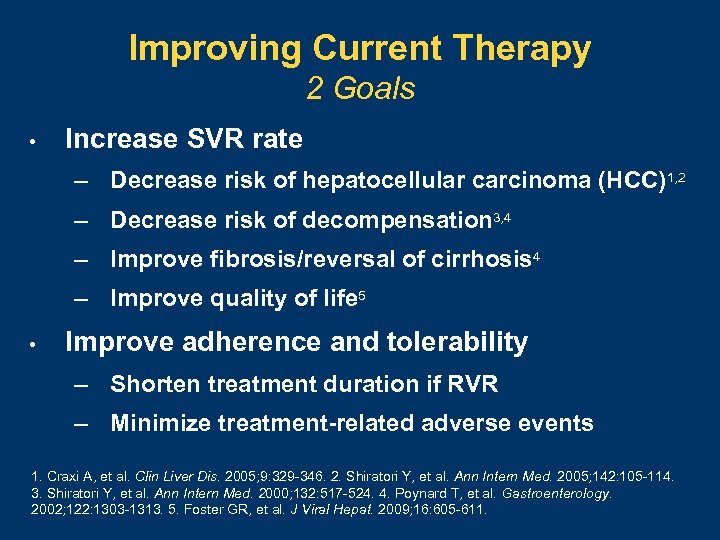 Improving Current Therapy 2 Goals • Increase SVR rate – Decrease risk of hepatocellular