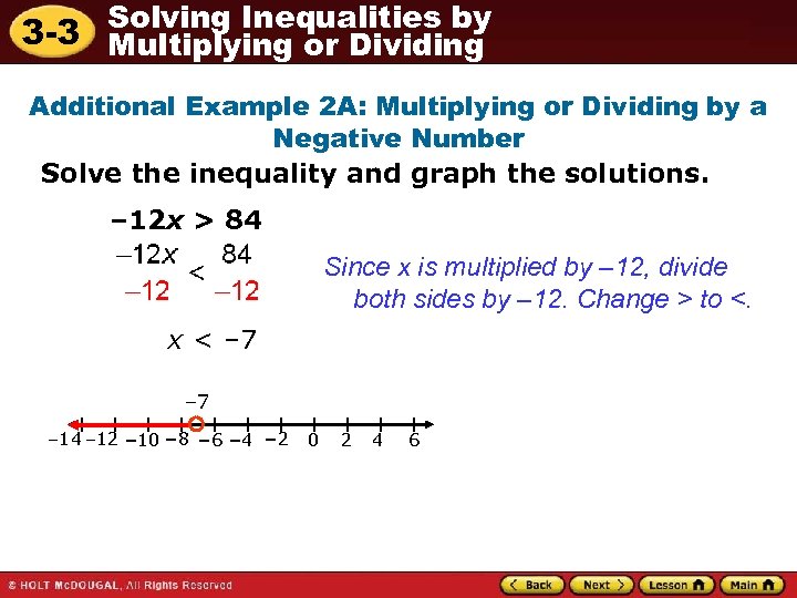 Solving Inequalities by 3 -3 Multiplying or Dividing