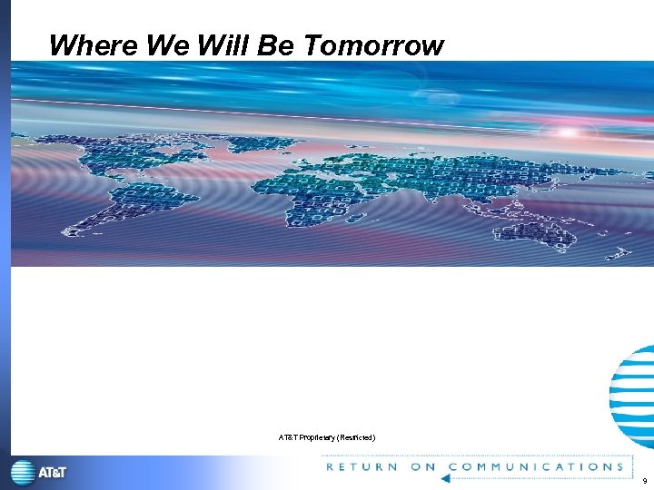 Where We Will Be Tomorrow AT&T Proprietary (Restricted) 9 