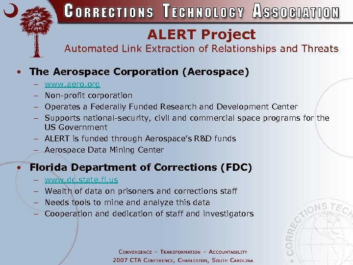 ALERT Project Automated Link Extraction of Relationships and Threats • The Aerospace Corporation (Aerospace)