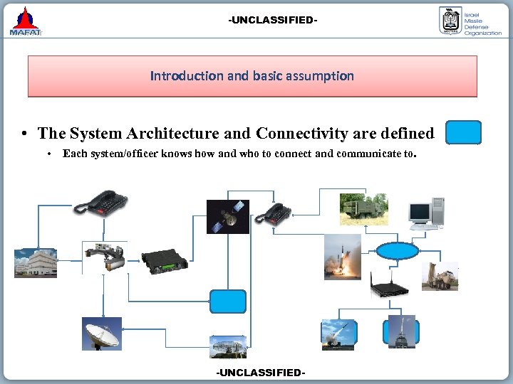 -UNCLASSIFIED- Introduction and basic assumption • The System Architecture and Connectivity are defined •
