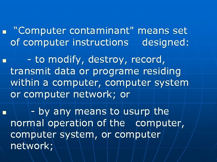 n n n “Computer contaminant