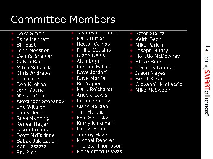 Committee Members • • • • • • Deke Smith Earle Kennett Bill East
