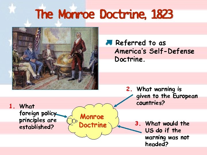 The Monroe Doctrine, 1823 p Referred to as America’s Self-Defense Doctrine. 1. What foreign