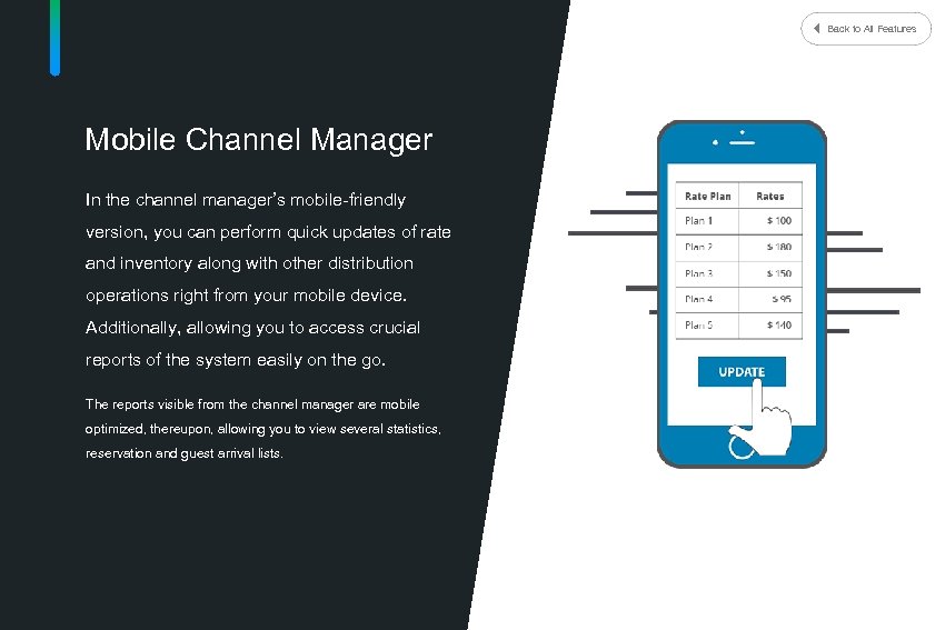 Back to All Features Mobile Channel Manager In the channel manager’s mobile-friendly version, you