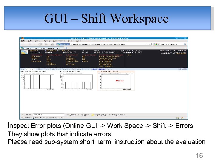 GUI – Shift Workspace Inspect Error plots (Online GUI -> Work Space -> Shift