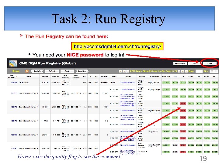 Task 2: Run Registry Hover the quality flag to see the comment 19 