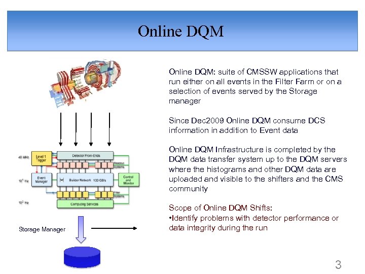 Online DQM: suite of CMSSW applications that run either on all events in the