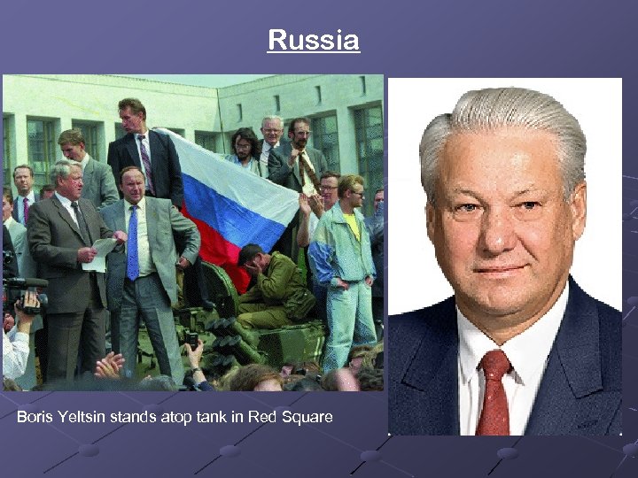 Russia Boris Yeltsin stands atop tank in Red Square 