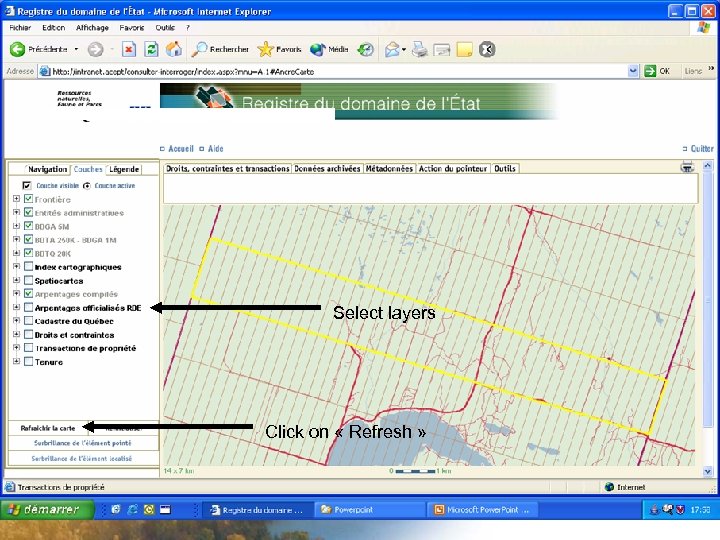 Naviguer par critères descriptifs Select layers Click on « Refresh » 19 