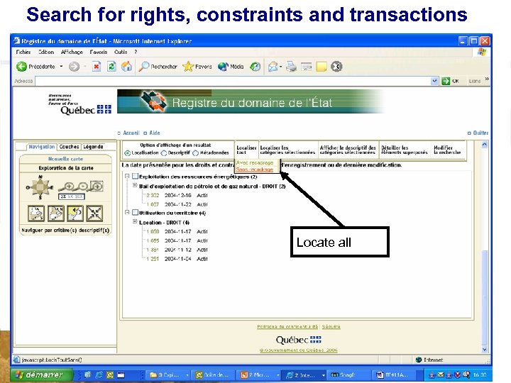 Search for rights, constraints and transactions Locate all 25 