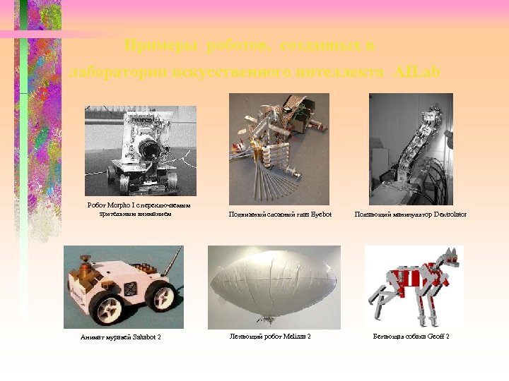 Примеры роботов, созданных в лаборатории искусственного интеллекта AILab Робот Morpho I с переключаемым зрительным