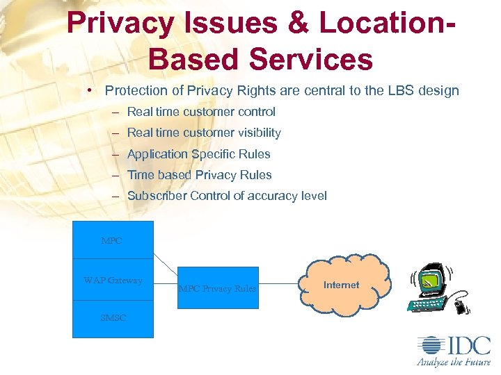 Privacy Issues & Location. Based Services • Protection of Privacy Rights are central to