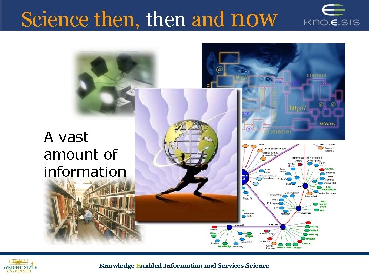Science then, then and now A vast amount of information Knowledge Enabled Information and